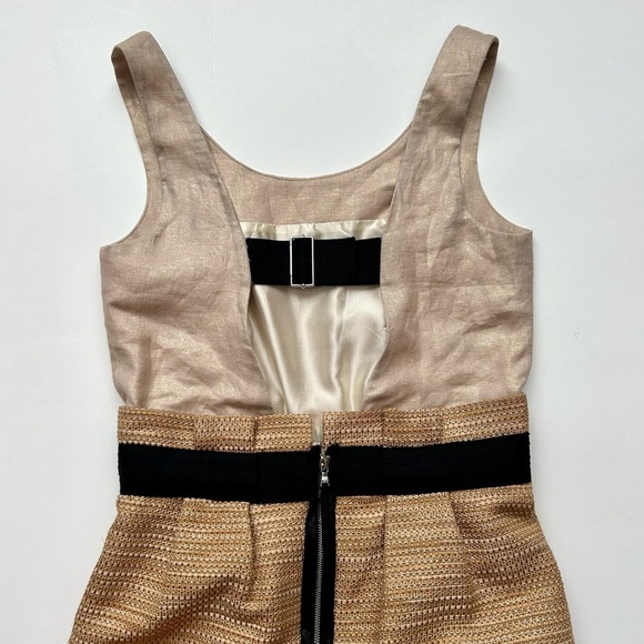 Vintage D&G Dolce & Gabbana Gold Metallic Tweed Sheath Dress Sleeveless Size 38 - Picture 11 of 14